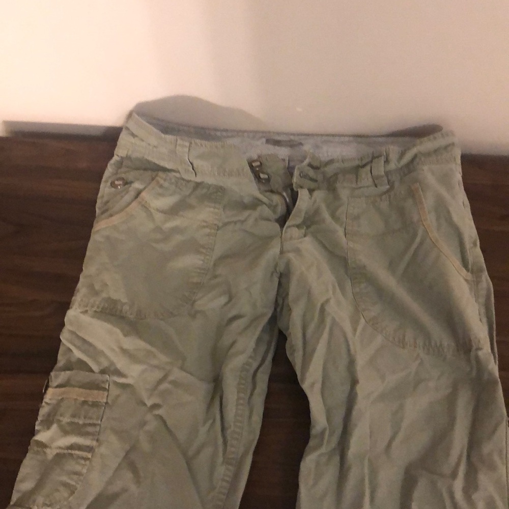 Sage green straight leg pants (too long for me)